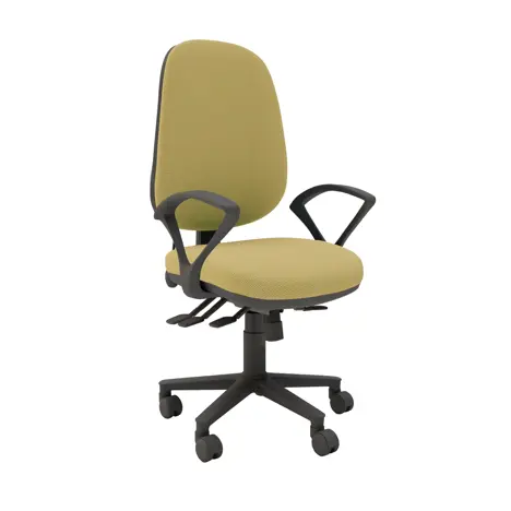 Multi-functional High Back Task Chair - Black Base - Fixed Arms - Fortress